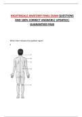 NIGHTINGALE ANATOMY FINAL EXAM QUESTIONS AND 100&percnt; CORRECT ANSWERS&vert; UPDATED&vert; GUARANTEED PASS