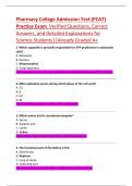 Pharmacy College Admission Test &lpar;PCAT&rpar;  Practice Exam  Verified Questions&comma; Correct  Answers&comma; and Detailed Explanations for  Science Students&vert;&vert;Already Graded A&plus; 