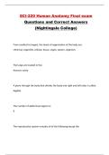 SCI-220 Human Anatomy Final exam  Questions and Correct Answers  &lpar;Nightingale College&rpar;