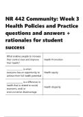 NR 442 Community Week 3 Health Policies and Practice questions and answers &plus; rationales 