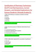 Certification of Pharmacy Technicians  &lpar;ExCPT&rpar; Verified Questions&comma; Correct  Answers&comma; and Detailed Explanations for  Science Students&vert;&vert;Already Graded A&plus; 