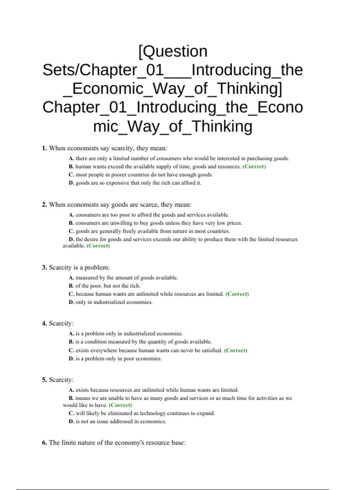 practice test bank questions, final exam : Economics for Today - Tucker ...