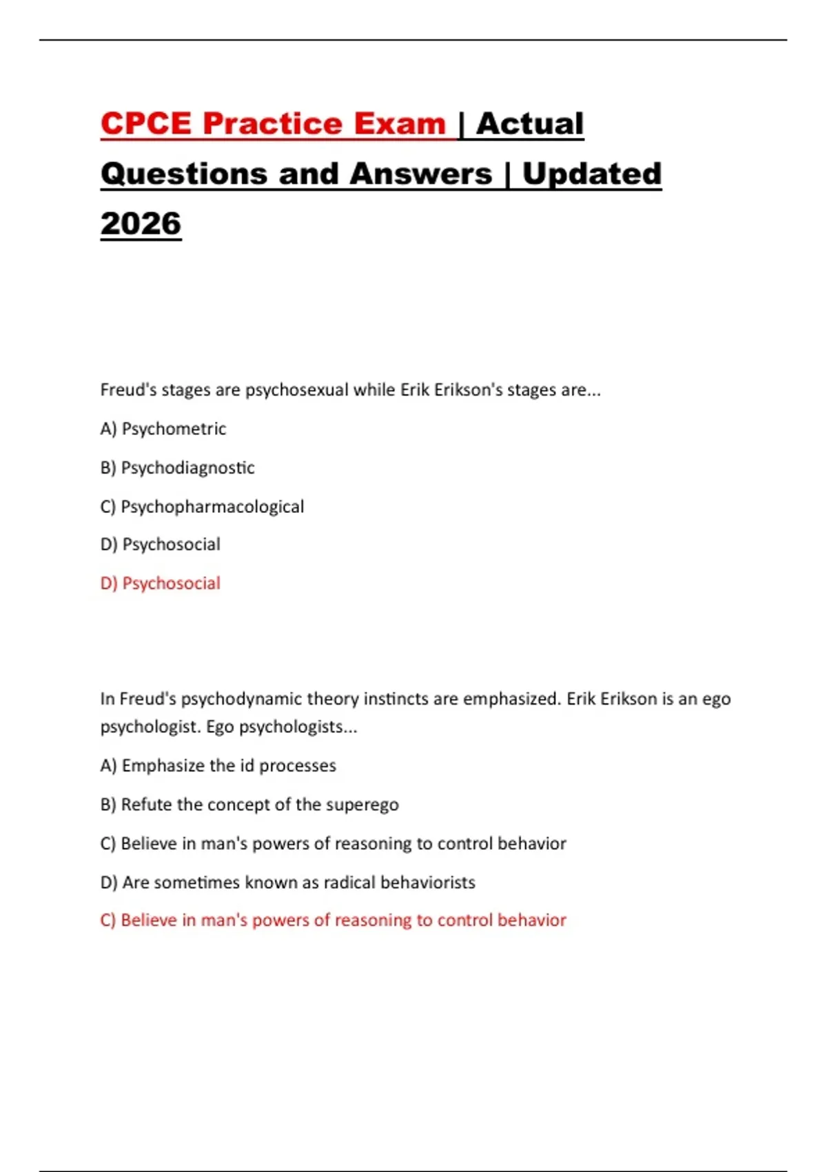CPCE Practice Exam | Actual Questions and Answers | Updated 2026 - CPCE ...