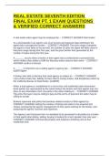 REAL ESTATE SEVENTH EDITION FINAL EXAM PT&period; 1 EXAM QUESTIONS & VERIFIED CORRECT ANSWERS