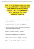 NCC CORE RNC &lpar;Neonatal Intensive  Care&rpar; EXAM STUDY GUIDE 2026&sol;2027  ACCURATE QUESTIONS WITH  CORRECT DETAILED ANSWER &vert;&vert;  100&percnt; GUARANTEED PASS  <RECENT VERSION> 