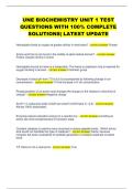 UNE BIOCHEMISTRY UNIT 1 TEST  QUESTIONS WITH 100&percnt; COMPLETE  SOLUTIONS&vert; LATEST UPDATE 