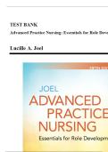 Test Bank &bull; Advanced Practice Nursing&colon; Essentials for Role Development&comma; 5th Edition &lpar;Joel&rpar; &mdash; All Chapters &plus; PDF &mdash; Nursing Exam Prep