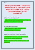 Nutrition Final Exam &lpar;2025&ndash;2026 Latest Edition&rpar; &vert; Exam-Style Questions&comma; Accurate Answers & Well-Elaborated Nutrition Rationales &vert; A&plus; Success Guaranteed