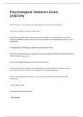 Psychological Statistics Exam &lpar;ANOVA&rpar; Questions With Multiple Choices Questions And Answers