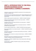 UNIT 1- INTRODUCTION TO THE REAL ESTATE BUSINESS EXAM QUESTIONS & CORRECT ANSWERS
