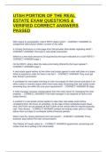 UTAH PORTION OF THE REAL ESTATE EXAM QUESTIONS & VERIFIED CORRECT ANSWERS PASSED