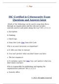 ISC Certified in Cybersecurity Exam  Questions and Answers latest 