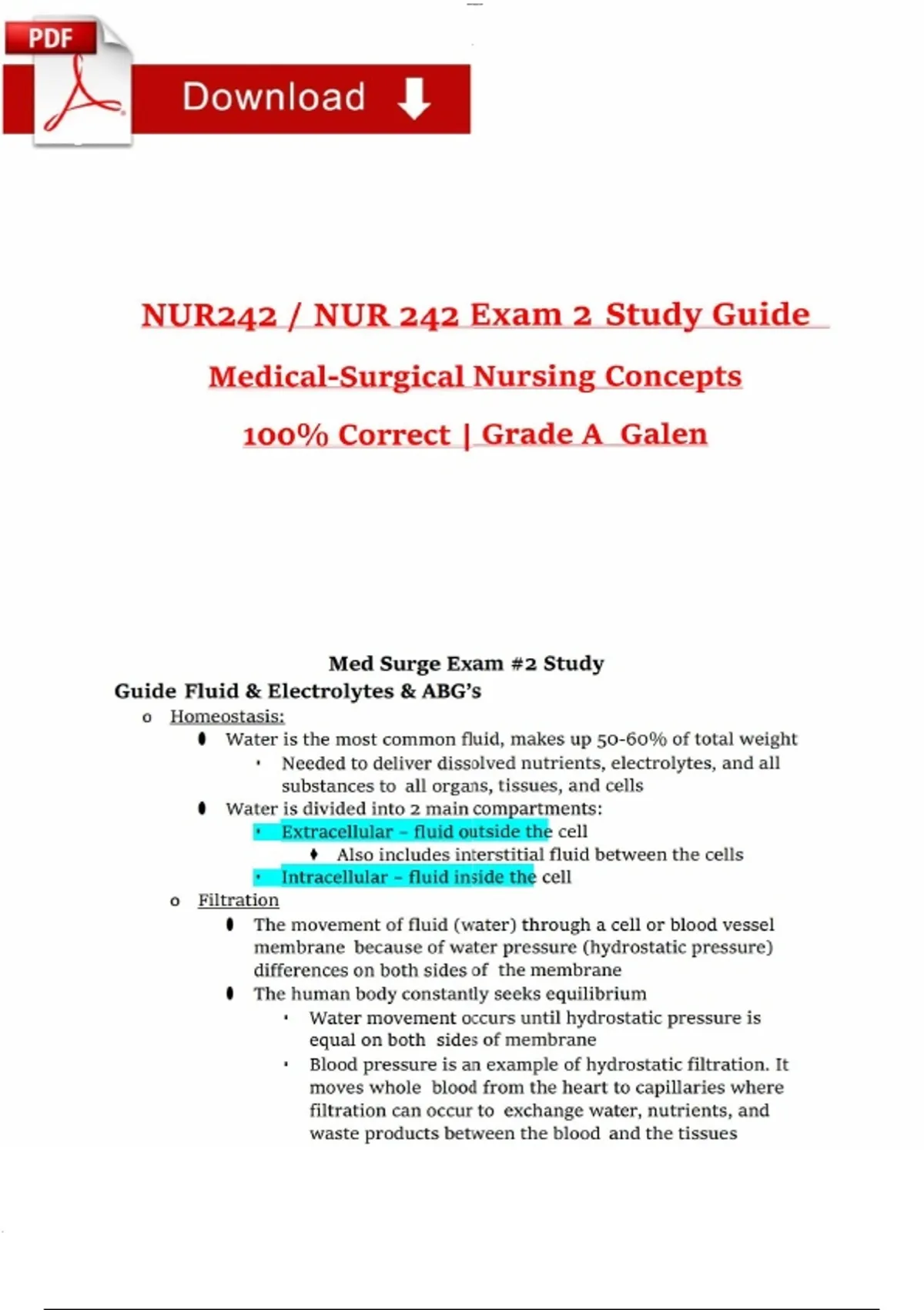 NUR 242 – Exam 3 Study Guide – Medical-Surgical Nursing Concepts ...
