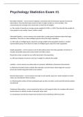 Psychology Statistics Exam &num;1 Questions And Answers Verified Solutions&vert; Graded&plus;