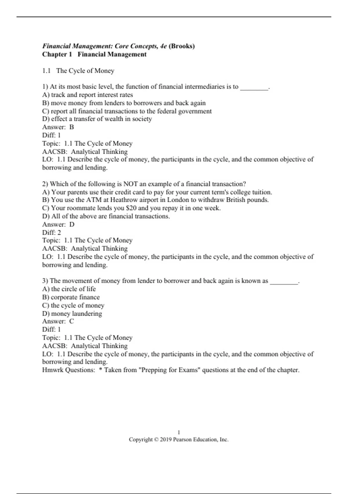 Financial Management Practice Questions practice test bank questions, final exam : Financial Management Core ...