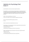 Statistics for Psychology Final Exam &excl;&excl;&excl; Questions And Correct Verified Answers Guaranteed Solutions&period;