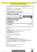 2025 Pearson Edexcel Level 3 GCE JUNE Design and Technology &lpar;Product Design&rpar; Advanced COMPONENT 1QUESTION PAPER And MARK SCHEME MERGED