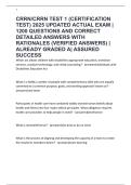 CRRN&sol;CRRN TEST 1 &lpar;CERTIFICATION TEST&rpar; 2025 UPDATED ACTUAL EXAM &vert; 1200 QUESTIONS AND CORRECT DETAILED ANSWERS WITH RATIONALES &lpar;VERIFIED ANSWERS&rpar; &vert; ALREADY GRADED A&vert; ASSURED SUCCESS