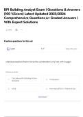 BPI Building Analyst Exam &vert; Questions & Answers &lpar;100 &percnt;Score&rpar; Latest Updated 2025&sol;2026 Comprehensive Questions A&plus; Graded Answers &vert; With Expert Solutions