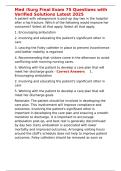 Med Surg Final Exam 75 Questions with Verified Solutions Latest 2025&period;