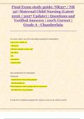 Final Exam Study Guide&colon; NR327 &sol; NR 327 &ndash; Maternal Child Nursing &vert; Chamberlain University &vert; Latest 2026&ndash;2027 Questions & Verified Answers