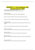 CROSSFIT L1 Test Questions with Correct Answers