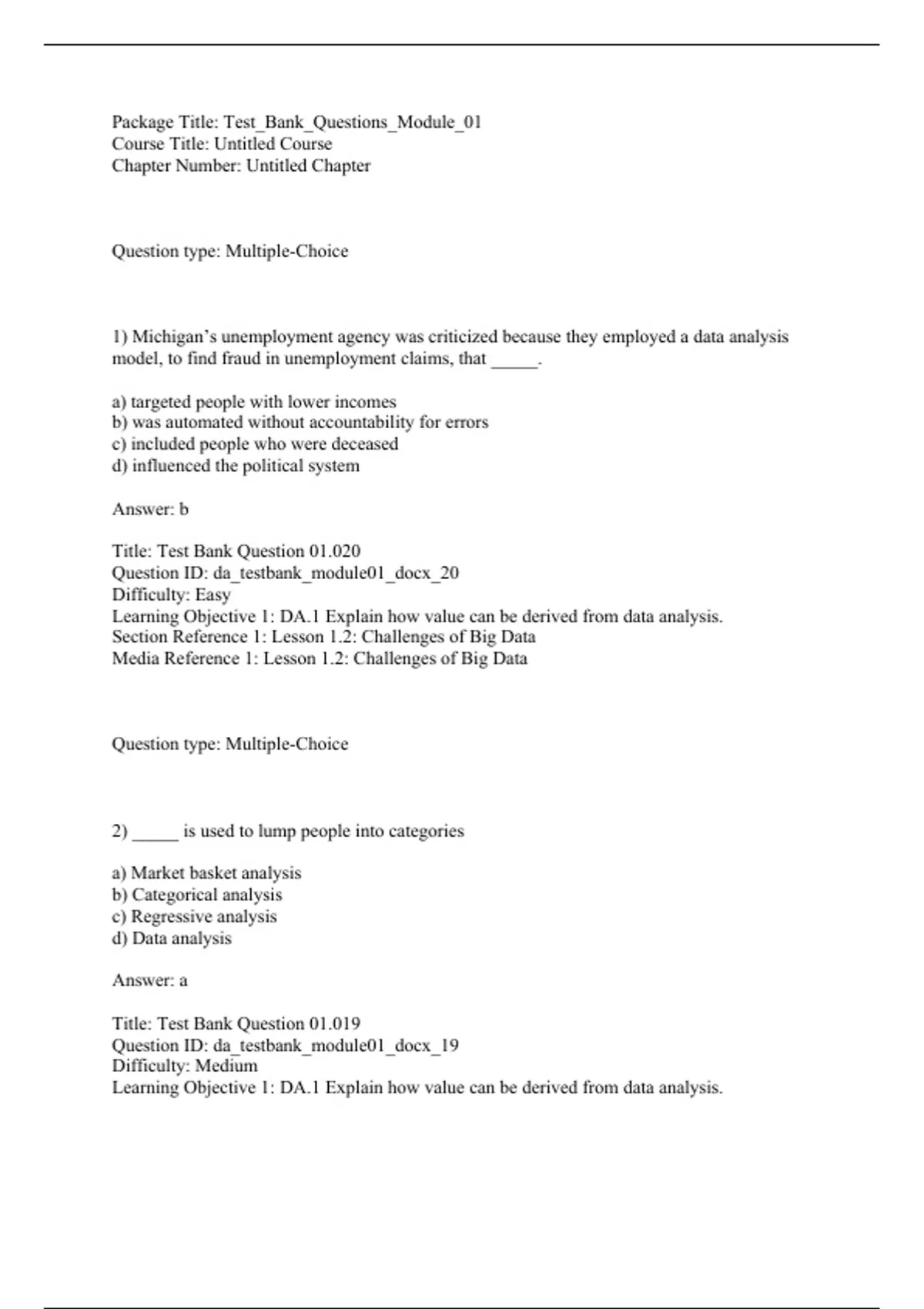 practice test bank questions, final exam : Foundations of Data ...
