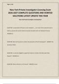 New York Private Investigator Licensing Exam 2026-2027 COMPLETE QUESTIONS AND VERIFIED SOLUTIONS LATEST UPDATE THIS YEAR
