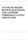 ATI NR 293 Pharmacology Review Questions and Answers&comma; Verified & Latest &ndash; Nursing Pharmacology Exam Preparation Material