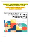 TEST BANK for Fundamentals of Python&colon; First Programs 3rd Edition by Kenneth Lambert Solution and Answer Guide For All Chapters 1-13&vert; A&plus;