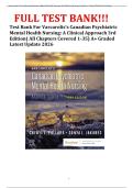 Test Bank For Varcarolis's Canadian Psychiatric Mental Health Nursing&colon; A Clinical Approach 3rd Edition&lpar; All Chapters Covered 1-35&rpar; A&plus; Graded Latest Update 2026