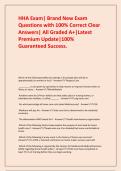 HHA Exam&vert; Brand New Exam Questions with 100&percnt; Correct Clear Answers&vert; All Graded A&plus;&vert;Latest Premium Update&vert;100&percnt; Guaranteed Success&period;