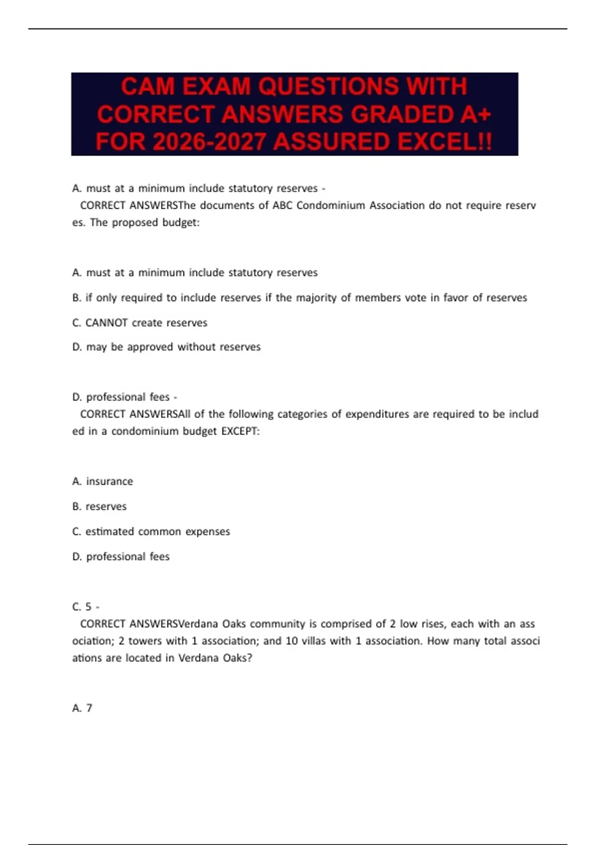 Cams Question Paper Example CAM EXAM QUESTIONS WITH CORRECT ANSWERS GRADED A+ FOR ASSURED EXCEL ...