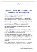 Spelman College Bio 115 Final Exam  Questions and Answers latest 
