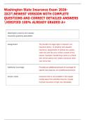 Washington State Insurance Exam  2026 2027NEWEST VERSION WITH COMPLETE  QUESTIONS AND CORRECT DETAILED ANSWERS  VERIFIED 100&percnt; ALREADY GRADED A&plus;  