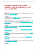 Insurance License Practice Xcel Solutions Final Exam Questions And Answers &vert; Verified
