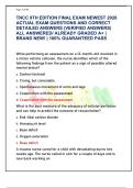 TNCC 9TH EDITION FINAL EXAM NEWEST 2026  ACTUAL EXAM QUESTIONS AND CORRECT  DETAILED ANSWERS &lpar;VERIFIED ANSWERS&rpar;  ALL ANSWERED&sol; ALREADY GRADED A&plus; &vert;  BRAND NEW&excl; &vert; 100&percnt; GUARANTEED PASS