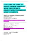 ILLINOIS NURSE AIDE COMPETENCY  EXAMINATION &lpar;INACE&rpar; QUESTION AND  CORRECT ANSWERS &lpar;VERIFIED  ANSWERS&rpar; PLUS RATIONALES 2026 Q&A  INSTANT DOWNLOAD PDF 