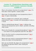 Lesson 10 - Prepositions Questions and  Answers &lpar;100&percnt; Correct Answers&rpar; Already  Graded A&plus;