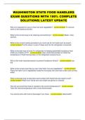 WASHINGTON STATE FOOD HANDLERS  EXAM QUESTIONS WITH 100&percnt; COMPLETE  SOLUTIONS&vert; LATEST UPDATE