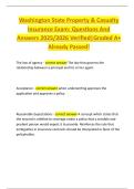 Washington State Property & Casualty  Insurance Exam&colon; Questions And  Answers 2025&sol;2026 Verified&vert;Graded A&plus;  Already Passed&excl;