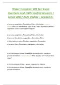 Water Treatment OIT Test Exam  Questions And 100&percnt; Verified Answers &vert;  Latest 2025&sol; 2026 Update &vert; Graded A&plus;