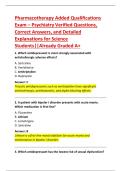 Pharmacotherapy Added Qualifications  Exam &ndash; Psychiatry Verified Questions&comma;  Correct Answers&comma; and Detailed  Explanations for Science  Students&vert;&vert;Already Graded A&plus;