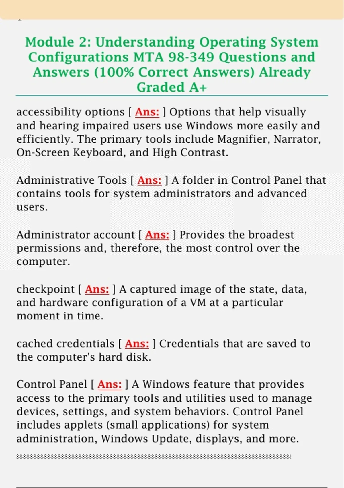 Module 2: Understanding Operating System Configurations MTA 98-349 ...