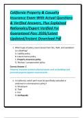 California Property & Casualty Insurance Exam With Actual Questions & Verified Answers&comma; Plus Explained Rationales&sol;Expert Verified For Guaranteed Pass 2026&sol;Latest Updated&sol;Instant Download Pd