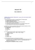 BIOLOGY 103  FINAL EXAMINATION 