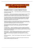 Texas LPC Jurisprudence Exam  Questions and Answers &comma; Rated A&plus;