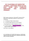 ICC CALIFORNIA UST INSPECTOR EXAM ALL QUESTIONS FROM ACTUAL PAST EXAM WITH COMPLETE QUESTIONS AND ACCURATE ANSWERS