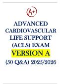 ADVANCED  CARDIOVASCULAR  LIFE SUPPORT  &lpar;ACLS&rpar; EXAM  VERSION A  &lpar;50 Q&A&rpar; 2025&sol;2026