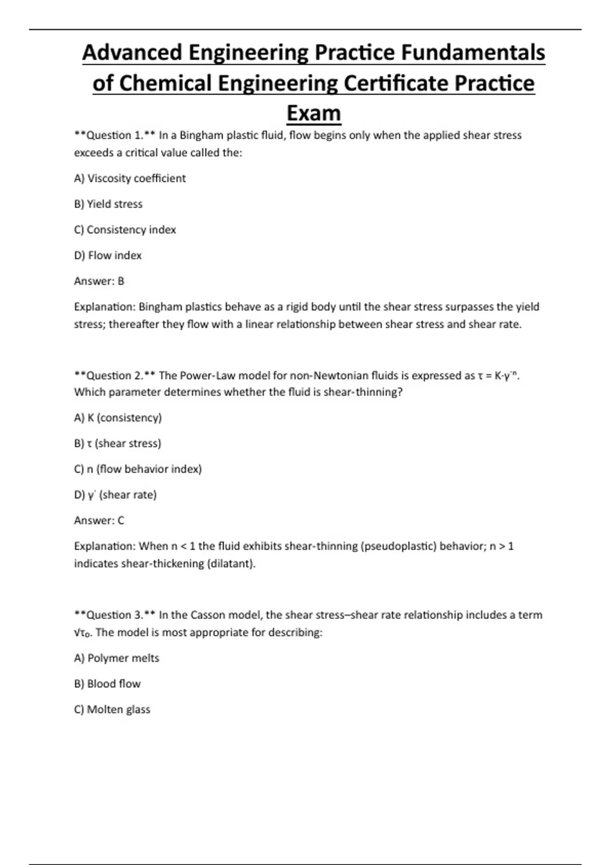 Advanced Engineering Practice Fundamentals of Chemical Engineering ...